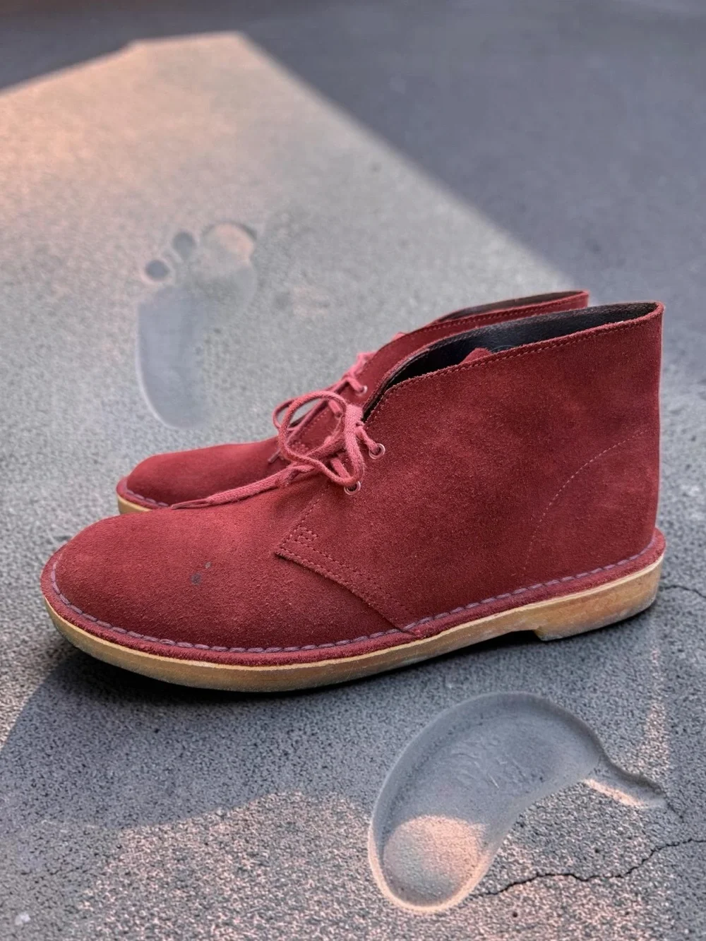 Clarks Originals Desert Boot Burgundy Oxblood Suede Men’s US 9.5 UK 8.5 EU 42.5 - Picture 3 of 7